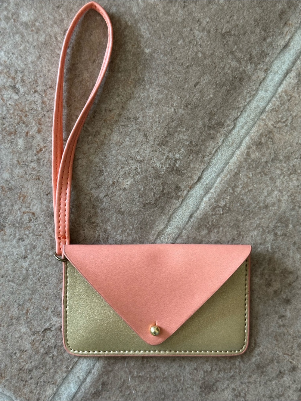 Minor History Post Script Card Holder Peach & Gold Envelope Wristlet Clutch